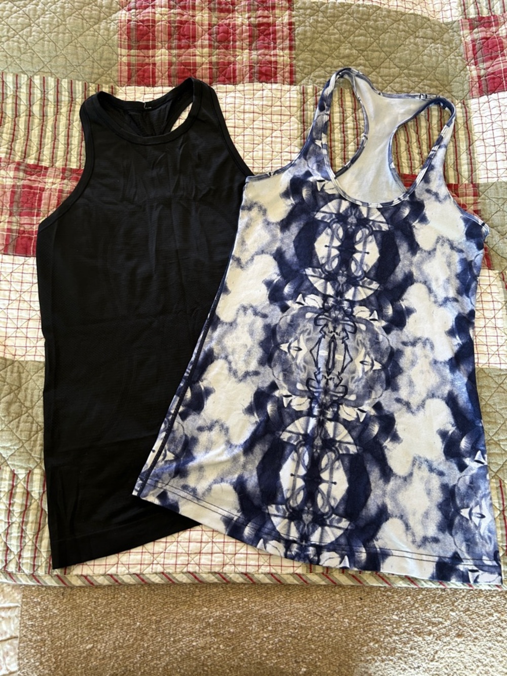 lululemon athletica Black Racerback Tank & Navy Tie-Dye Racerback Tank